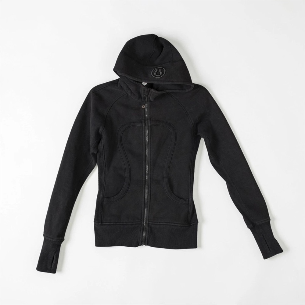 Lululemon Athletica Scuba Hoodie Stretch Lined Hood Womens 4 Black Thick Cotton